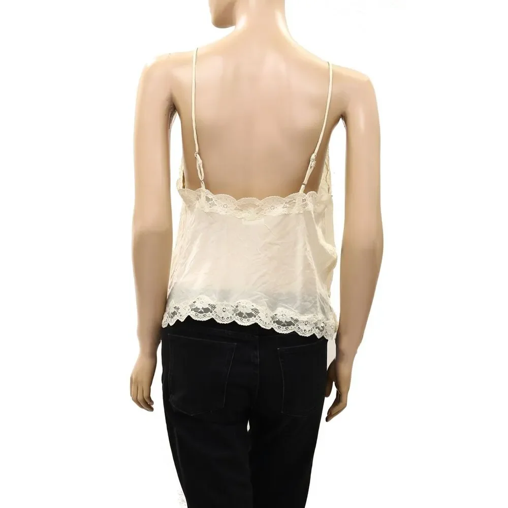 Intimately Free People Meet Me In Memphis Cami Tank Top Lace Slip Cream M 289743